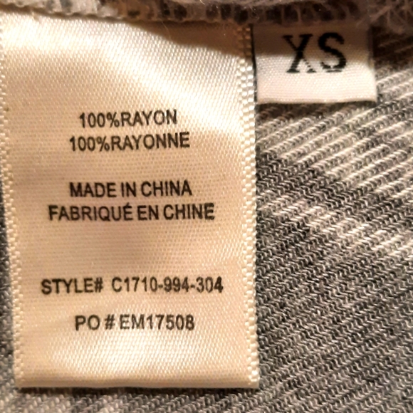 Cloth & Stone For Anthropology Gray Plaid Flannel Long Sleeve Blouse size XS - Picture 3 of 11